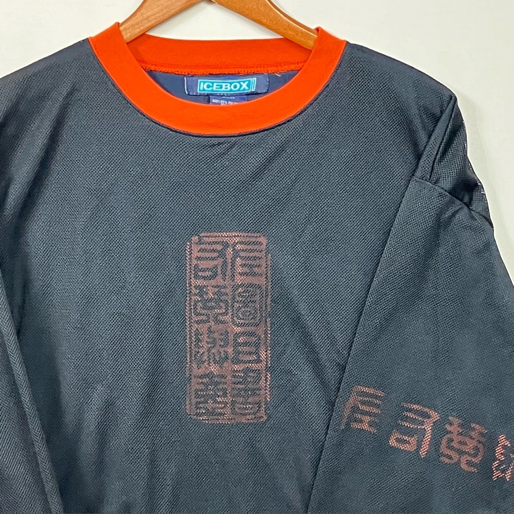 📦Icebox Black Tee w/Orange Collar & Graphic - 2 layers UNIQUE DISCOUNTED SHIP